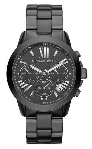 Michael Kors Bradshaw Chronograph Black Dial Black Steel Strap Watch For Women - MK6303