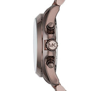 Michael Kors Bradshaw Chronograph Brown Dial Brown Steel Strap Watch For Women - MK6247