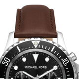 Michael Kors Everest Chronograph Black Dial Brown Leather Strap Watch For Men - MK9054