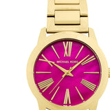 Michael Kors Hartman Quartz Pink Dial Gold Steel Strap Watch For Women - MK3520