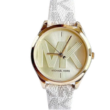 Michael Kors Jaycie Quartz Gold Dial White Leather Strap Watch for Women - MK2861