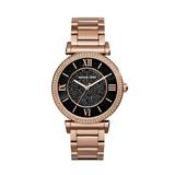 Michael Kors Catlin Black Diamonds Dial Rose Gold Steel Strap Watch for Women - MK3356