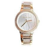 Michael Kors Gabbi Quartz Crystals Gold Dial Gold Steel Strap Watch For Women - MK3985