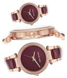 Michael Kors Parker Maroon Dial Two Tone Steel Strap Watch for Women - MK6412