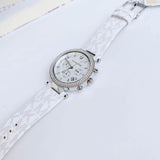 Michael Kors Parker Chronograph White Dial White Leather Strap Watch For Women - MK7226