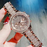 Michael Kors Layton Chronograph Rose Gold Dial Rose Gold Steel Strap Watch For Women - MK7285