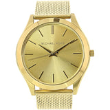 Michael Kors Slim Runway Quartz Gold Dial Gold Mesh Bracelet Watch For Women - MK8625