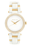 Michael Kors Delray Rose Gold Dial White Steel Strap Watch for Women - MK4315