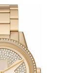 Michael Kors Ritz Pave Crystals Gold Dial Gold Steel Strap Watch for Women - MK6862