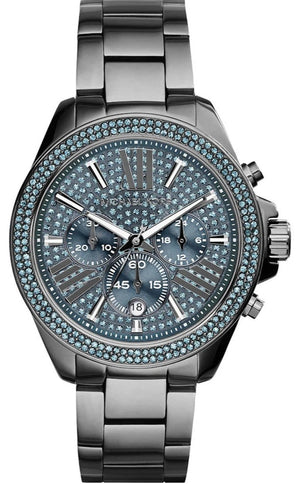 Michael Kors Wren Chronograph Quartz Blue Dial Grey Steel Strap Watch For Women - MK6097