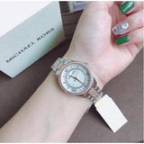 Michael Kors Lauryn Quartz Mother of Pearl White Dial Two Tone Steel Strap Watch For Women - MK4366