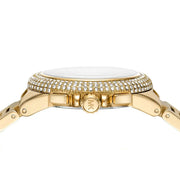 Michael Kors Camille Chronograph White Dial Gold Steel Strap Watch For Women - MK6994