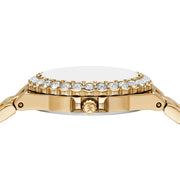 Michael Kors Lennox Quartz Green Dial Gold Steel Strap Watch For Women - MK7395