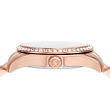 Michael Kors Lexington Three Hand Mother of Pearl Pink Dial Rose Gold Steel Strap Watch For Women - MK7444