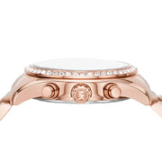 Michael Kors Lexington Chronograph Red Dial Rose Gold Steel Strap Watch For Women - MK7275