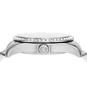 Michael Kors Lexington Lux Three Hand Mother of Pearl Silver Dial Silver Steel Strap Watch for Women - MK7445