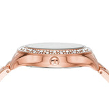 Michael Kors Lilane Three Hand Mother of Pearl White Dial Rose Gold Steel Strap Watch For Women - MK4557