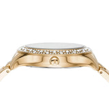 Michael Kors Liliane Mother of Pearl White Dial Gold Steel Strap Watch For Women - MK4555