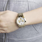 Michael Kors Wyatt Chronograph White Dial Gold Steel Strap Watch For Women - MK5933