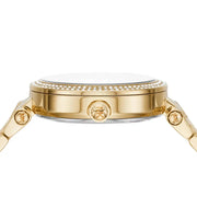Michael Kors Parker Analog Crystals Gold Dial Gold Steel Strap Watch For Women - MK7283