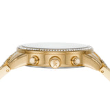 Michael Kors Ritz Three-Hand Glitz Crystals Gold Dial Gold Steel Strap Watch for Women - MK6747