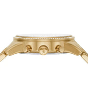 Michael Kors Ritz Chronograph Gold Dial Gold Steel Strap Watch For Women - MK7310