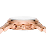 Michael Kors Runway Chronograph Pink Dial Rose Gold Steel Strap Watch For Women - MK7352