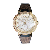 Michael Kors Sidney Multifunction White Dial Brown Leather Strap Watch For Women - MK6948