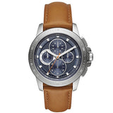 Michael Kors Ryker Chronograph Analog Blue Dial Brown Leather Strap Watch For Men - MK8518