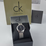 Calvin Klein Minimal Black Dial Silver Mesh Bracelet Watch for Women - K3M52151