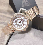 Guess Muse Quartz Silver Dial Rose Gold Steel Strap Watch For Women - W1008L3