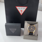 Guess Horizon Chronograph Quartz Black Dial Black Leather Strap Watch For Men - W0380G7