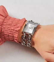 Guess Mod Heavy Metal Silver Dial Silver Steel Strap Watch For Women - W1117L1