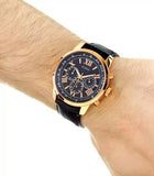 Guess Horizon Chronograph Quartz Black Dial Black Leather Strap Watch For Men - W0380G7