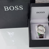 Hugo Boss Jet Chronograph Quartz Silver Dial Brown Leather Strap Watch For Men - HB1513280