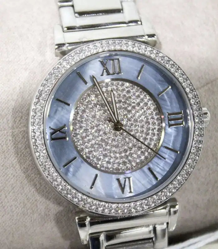 Michael Kors Caitlin Crystal Dial Silver Steel Strap Watch Michael Kors Caitlin Crystal Dial Silver Steel Strap Watch