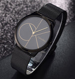 Calvin Klein Minimal Black Dial Black Mesh Bracelet Watch for Men - K3M214X1