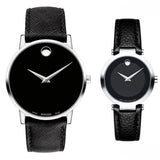 Movado Museum Classic Black Dial Black Leather Strap Watch for Men - 0607194