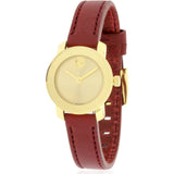 Movado Bold Gold Dial Brown Leather Strap Watch for Women - 3600437