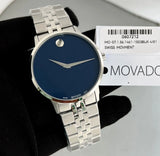 Movado Museum Classic Blue Dial Silver Steel Strap Watch for Men - 0607212