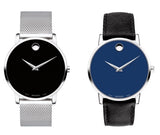 Movado Museum Classic Blue Dial Black Leather Strap Watch for Men - 0607197