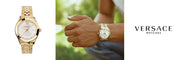 Versace Hellenyium Analog White Dial Gold Steel Strap Watch for Men - VEVK00720