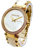 Michael Kors Parker Mother of Pearl Dial Two Tone Steel Strap Watch for Women - MK6400