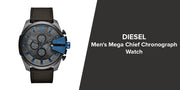 Diesel Mega Chief Chronograph Black Dial Black Nylon Strap Watch For Men - DZ4500