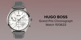 Hugo Boss Grand Prix White Dial Grey Leather Strap Watch for Men - 1513633