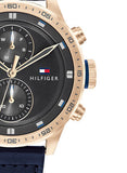 Tommy Hilfiger Trent Chronograph Grey Dial Black Leather Strap Watch For Men - 1791808