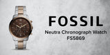 Fossil Neutra Chronograph Brown Dial Two Tone Steel Strap Watch for Men - FS5869