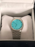 Gucci 25H Quartz Turquoise Dial Silver Steel Strap Watch For Women - YA163409