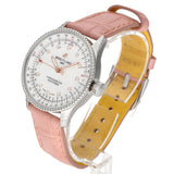 Breitling Navitimer Automatic 35 Mother of Pearl Dial Pink Leather Strap Watch for Women - A17395211A1P3