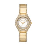 Michael Kors Sylvia Mother Of Pearl Dial Gold Steel Strap Watch For Women - MK4655